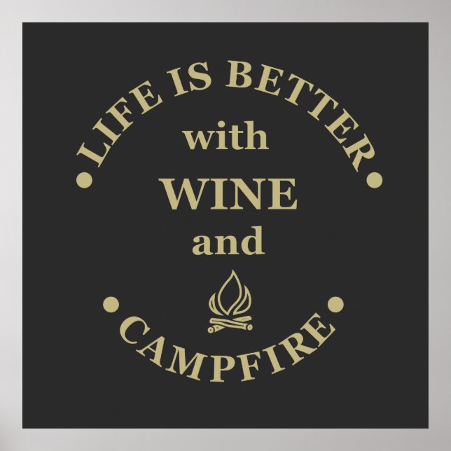 Funnt camping och vin ord poster (Framsidan)