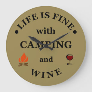 Funnt camping och vin ord stor klocka