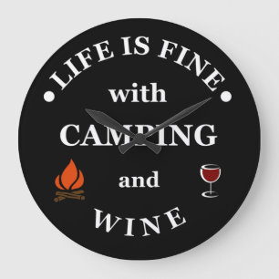 Funnt camping och vin ord stor klocka
