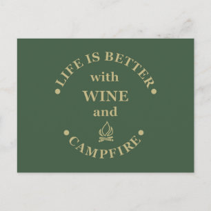 Funnt camping och vin ord vykort