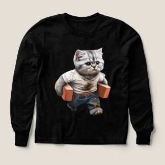 Funnt kattkonst bygger med tegel t shirt