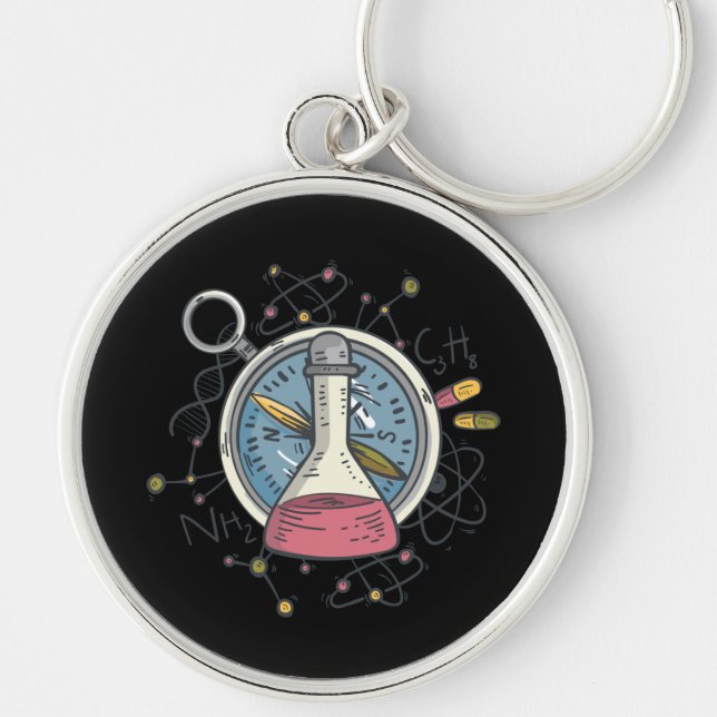 Funny С Hemistry Science Pun Rund Silverfärgad Nyckelring (Framsidan)