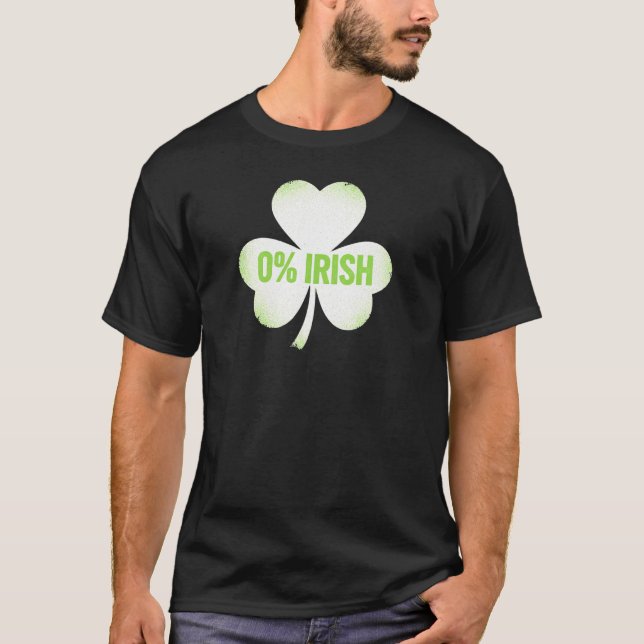 Funny 0 Percent Irish Shamrock Holiday Art T-Shirt (Framsida)