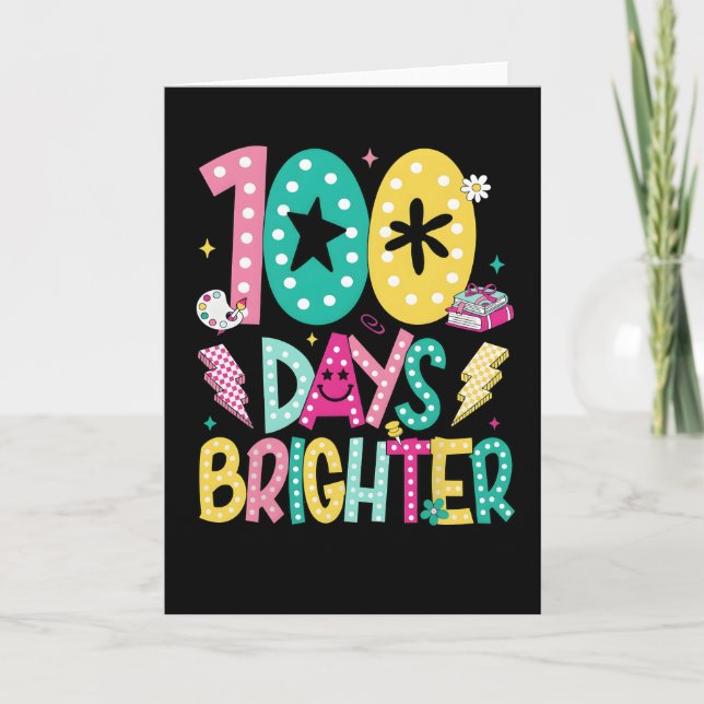 Funny 100 Days Brighter School Celebration Teacher Kort (Framsida)