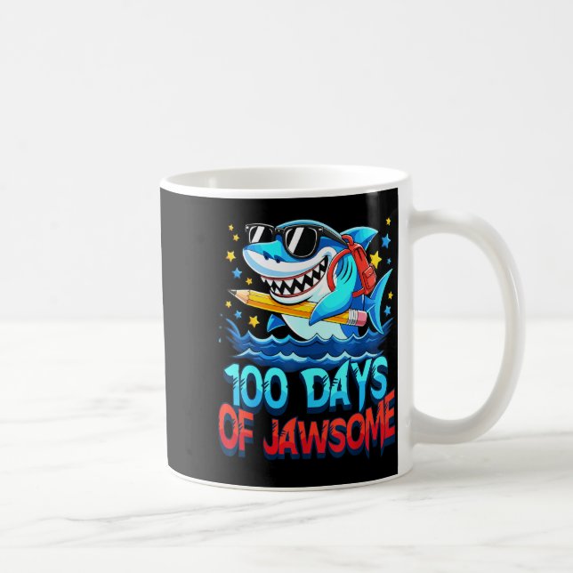 Funny 100 Days Of Jawsome Shark Kids Boy 100th Day Kaffemugg (Höger)