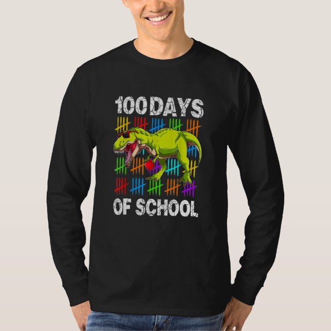 Funny 100 Days Of School 100th Day Of School Dino T Shirt (Framsida)