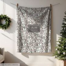 Funny 100 Dollar Pattern Custom Name Blanket