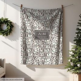 Funny 100 Dollar Pattern Custom Name Blanket Fleecefilt