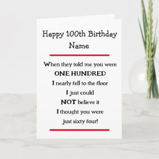 Funny 100:e födelsedagskalan Cheeky Verse Birthday Kort