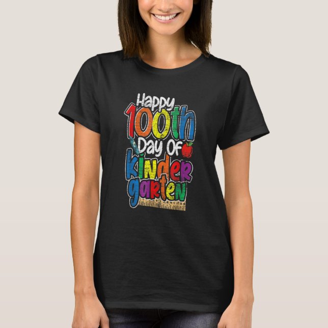 Funny 100th Day Kindergarten Kids Gift 100 Days Of T Shirt (Framsida)