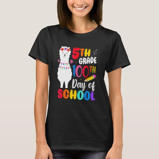Funny 100th Day Of School No Prob Llama Happy 100t T Shirt (Framsida)