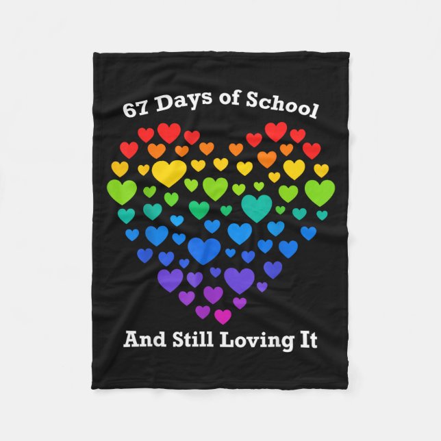 Funny 100th Day Of School Shirt Teacher Heart Vale Fleecefilt (Framsidan)