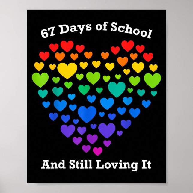 Funny 100th Day Of School Shirt Teacher Heart Vale Poster (Framsidan)