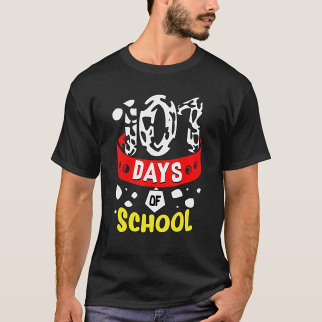 Funny 101 Days School Dog 100th Days Smarter Teach T Shirt (Framsida)
