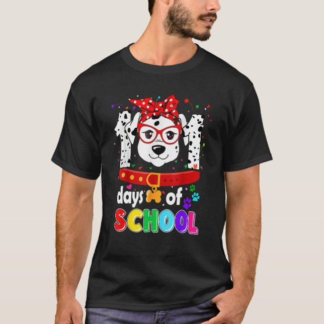 Funny 101 Days School Dog Lover Students Teachers  T Shirt (Framsida)