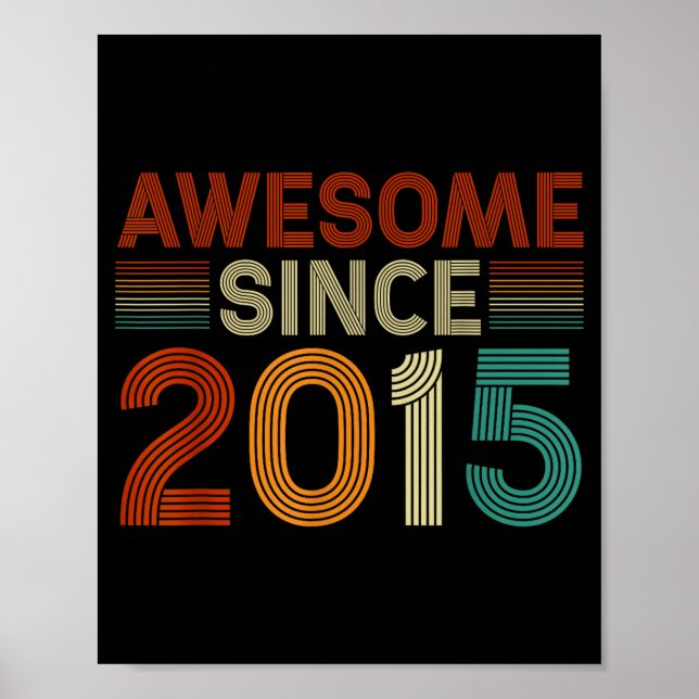 Funny 10 Year Old Awesome Since 2015 Birthday Son  Poster (Framsidan)