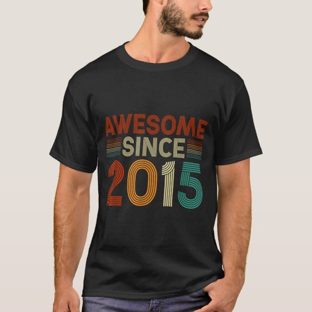 Funny 10 Year Old Awesome Since 2015 Birthday Son  T Shirt (Framsida)