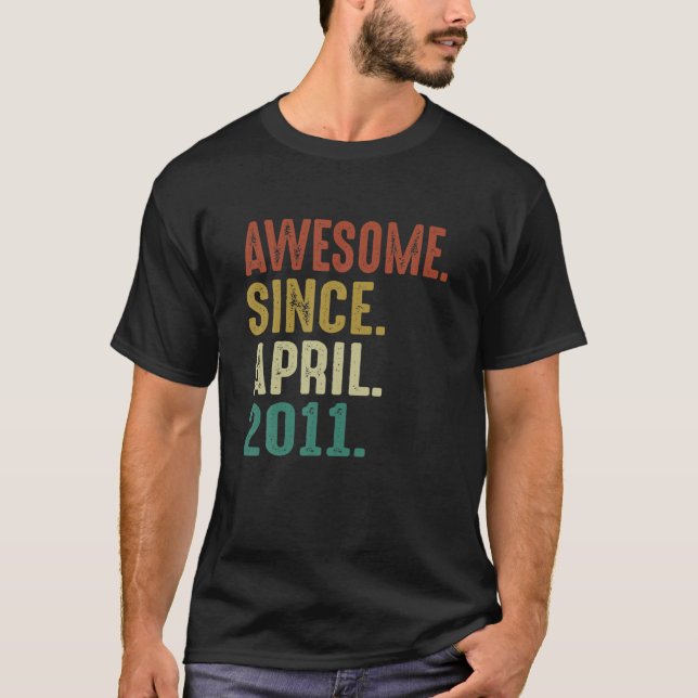 Funny 11 Year Old Birthday Gifts Awesome Since Apr T Shirt (Framsida)