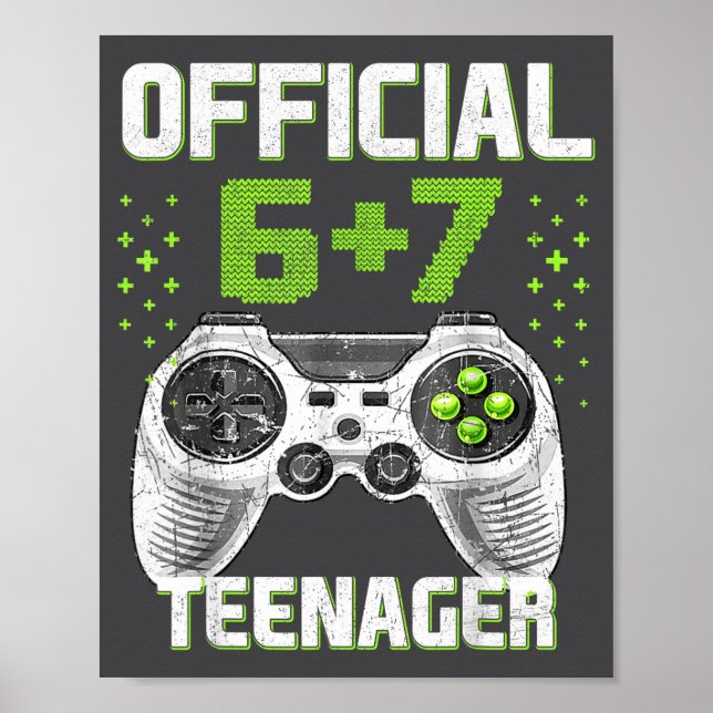 Funny 13th Birthday Teenager 6+7 Year Old Boys Kid Poster (Framsidan)
