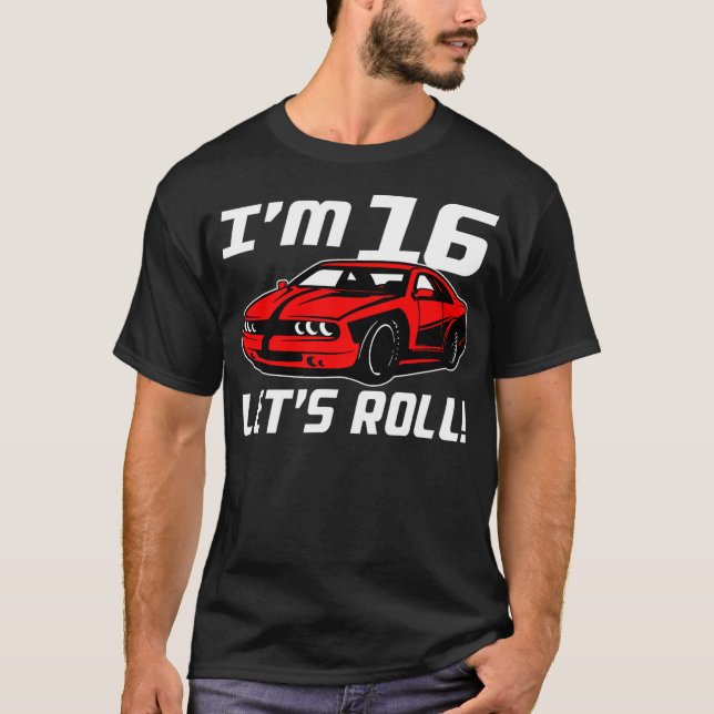 Funny 16th Birthday Gift Race Car Driver Boys 16 Y T Shirt (Framsida)