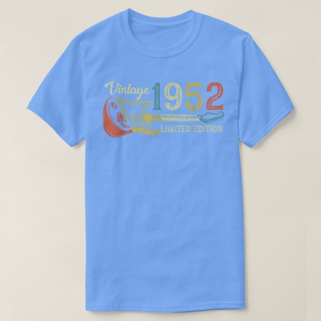 Funny 1952 birthday gift for men Guitar Lover 70th T Shirt (Design framsida)