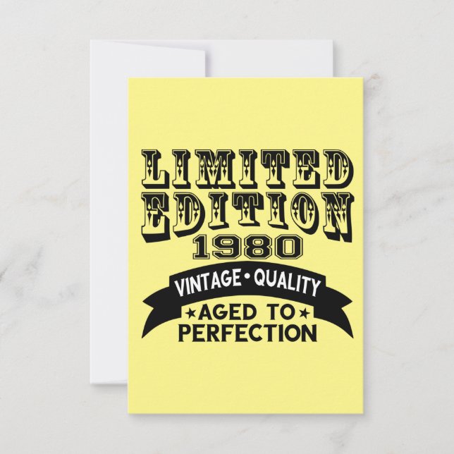 Funny 1980 Birthday Card Limited Edition Tack Kort (Framsida)