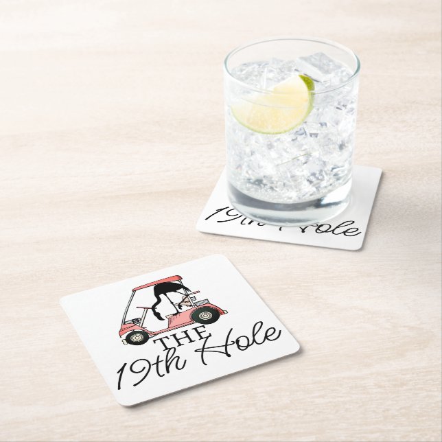 Funny 19:e Hål Golf Cart Flamingo Underlägg Papper Kvadrat (Insitu)