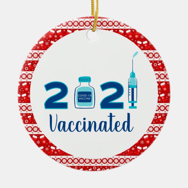 Funny 2021-vaccinchristmas keramisk ornament (Framsidan)