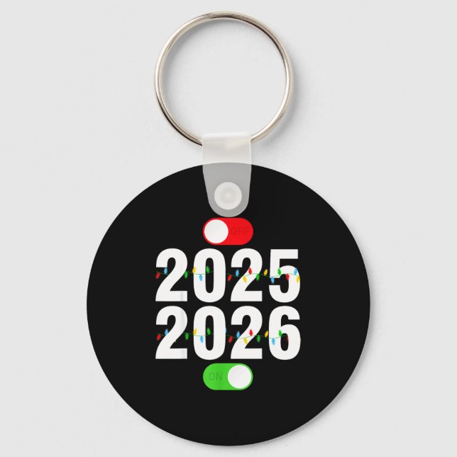 Funny 2025 Off 2026 On Christmas Lights Happy New  Nyckelring (Framsida)
