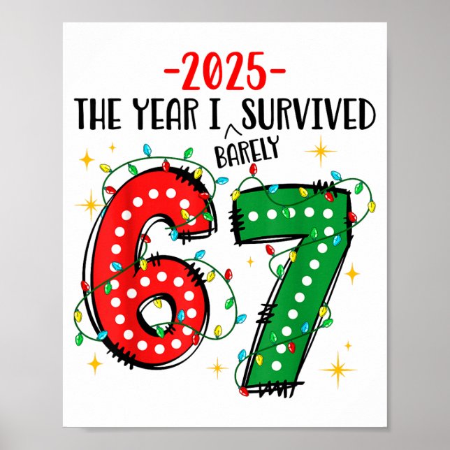 Funny 2025 The Year I Survived Barely 67 Christmas Poster (Framsidan)