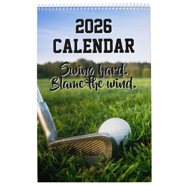 Funny 2026 Calendar Golf Quotes Golfer Dad Coach Kalender (Omslag)