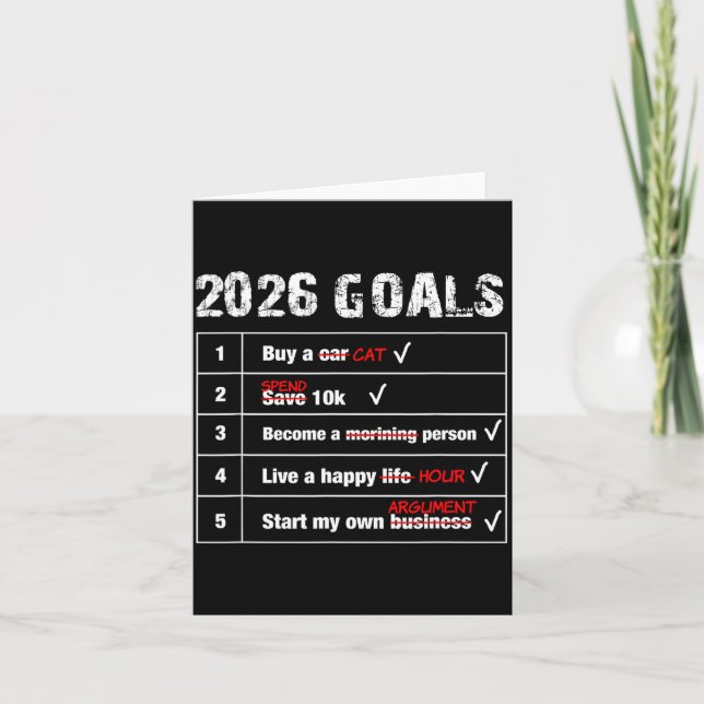 Funny 2026 Goals Hilarious New Year Sarcastic  Kort (Framsida)