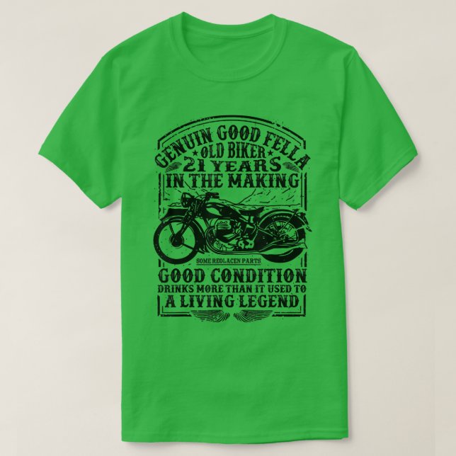 Funny 21 år gammal Biker Retro Stil Classic Motor T Shirt (Design framsida)
