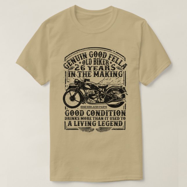 Funny 26 år gammal Biker Retro Stil Classic Motor T Shirt (Design framsida)