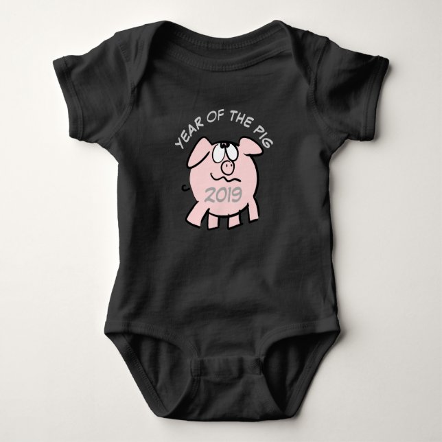 Funny 2 Tecknader Illustration Rosa Gris 2019 Baby T Shirt (Framsida)