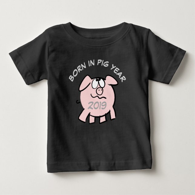 Funny 2 Tecknader Illustration Rosa Gris 2019 Baby T Shirt (Framsida)