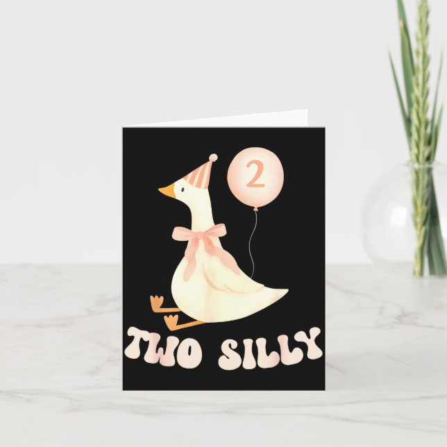 Funny 2nd Birthday Two Silly Goose 2 Year Old Birt Kort (Framsida)