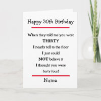Funny 30års födelsedag Cheeky Verse Birthday Card