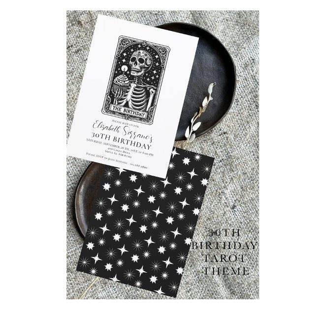 Funny 30års födelsedag Gothic Tarot Black Inbjudningar (Skapare uppladdad)