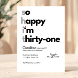 Funny 31st Birthday Funny Humuor Hilarious Inbjudningar