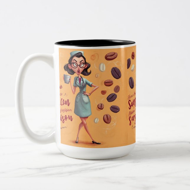 Funny 3D Illustration of a Stressed Doctor Två-Tonad Mugg (Vänster)