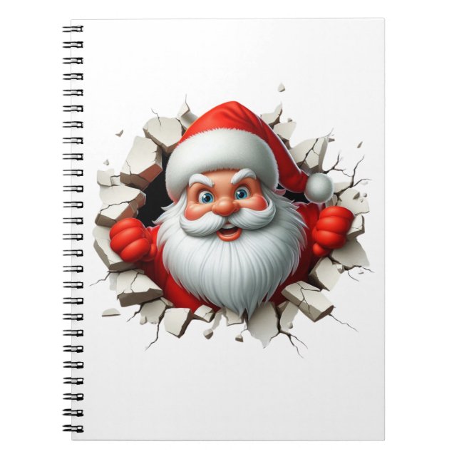 Funny 3D Santa Claus Christmas Holiday Design Anteckningsbok (Framsidan)