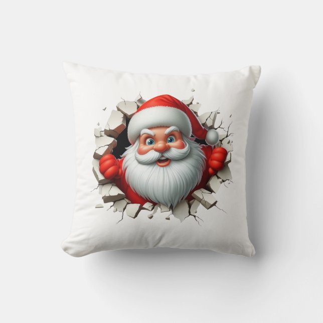 Funny 3D Santa Claus Christmas Holiday Design Kudde (Framsida)