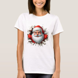 Funny 3D Santa Claus Christmas Holiday Design T Shirt