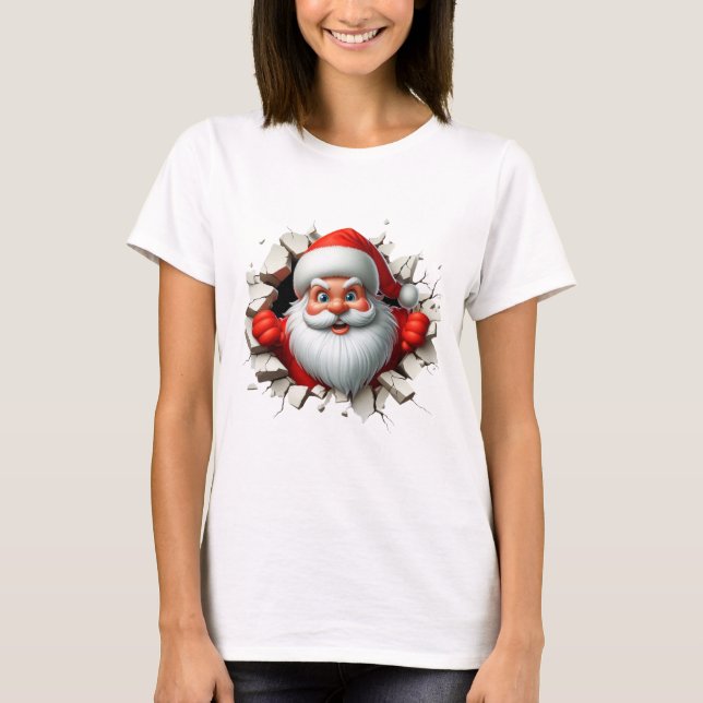 Funny 3D Santa Claus Christmas Holiday Design T Shirt (Framsida)