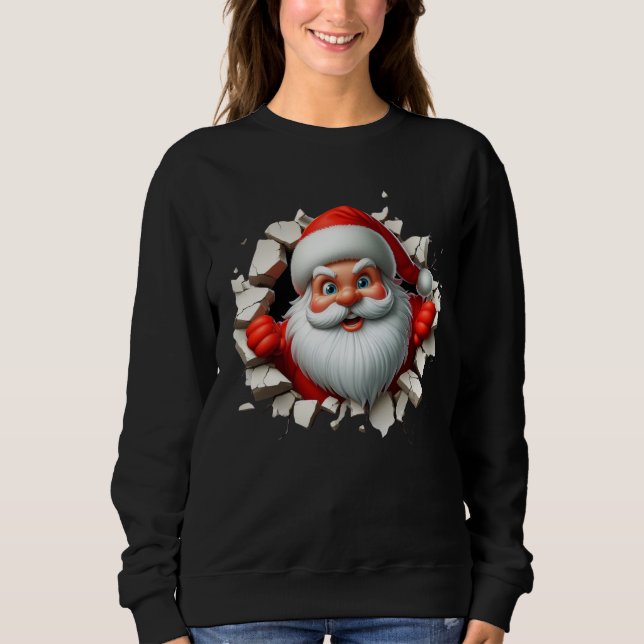 Funny 3D Santa Claus Christmas Holiday Design T Shirt (Framsida)