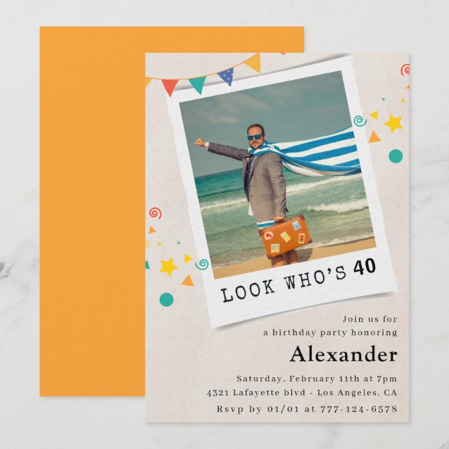Funny 40-årsinbjudan Manar Roligt Photo Inbjudningar (Fram/baksida)