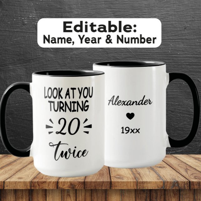 Funny 40th Birthday Mug – Custom Name & Birth Year Mugg (Skapare uppladdad)