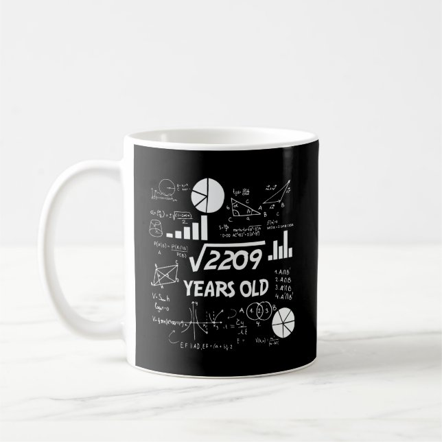 Funny 47 Birthday Gift Math Square Root Manar Wome Kaffemugg (Vänster)