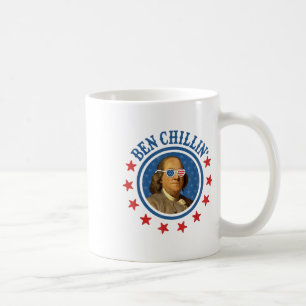 Funny 4:e juli _ Ben Chillin _ Ben Franklin Usa Kaffemugg